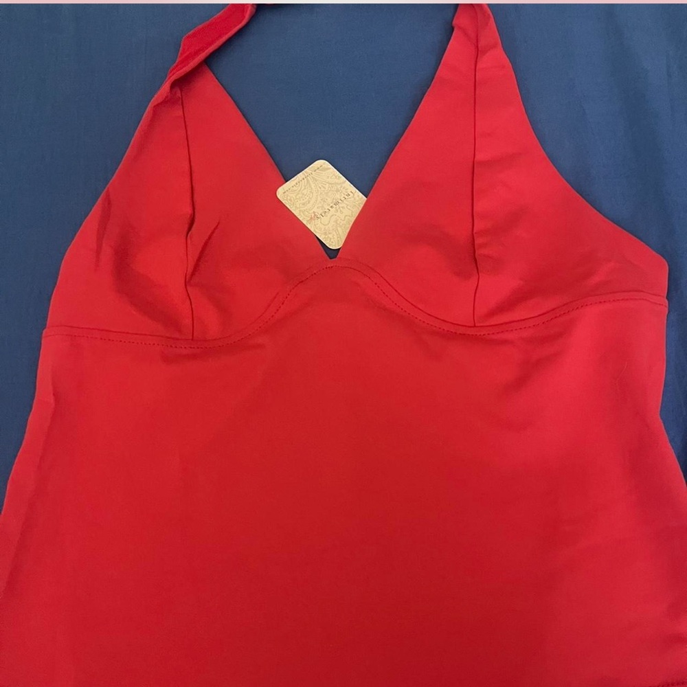 NEW FREE PEOPLE Still Here Halter Cami TOP RED INTIMATELY FP TANK SIZE L - Picture 6 of 6